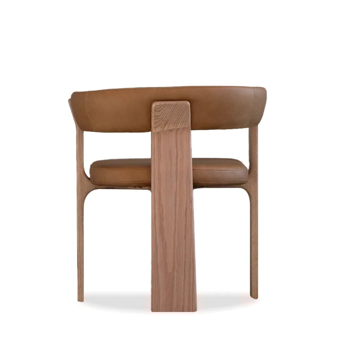 Duke Dining Armchair in Vintage Tan leather with natural oak frame — side view