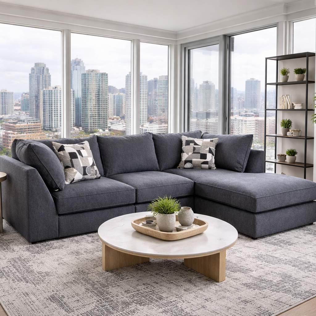 3212 Collection Canadian Made Modular Sectional In Dark Grey