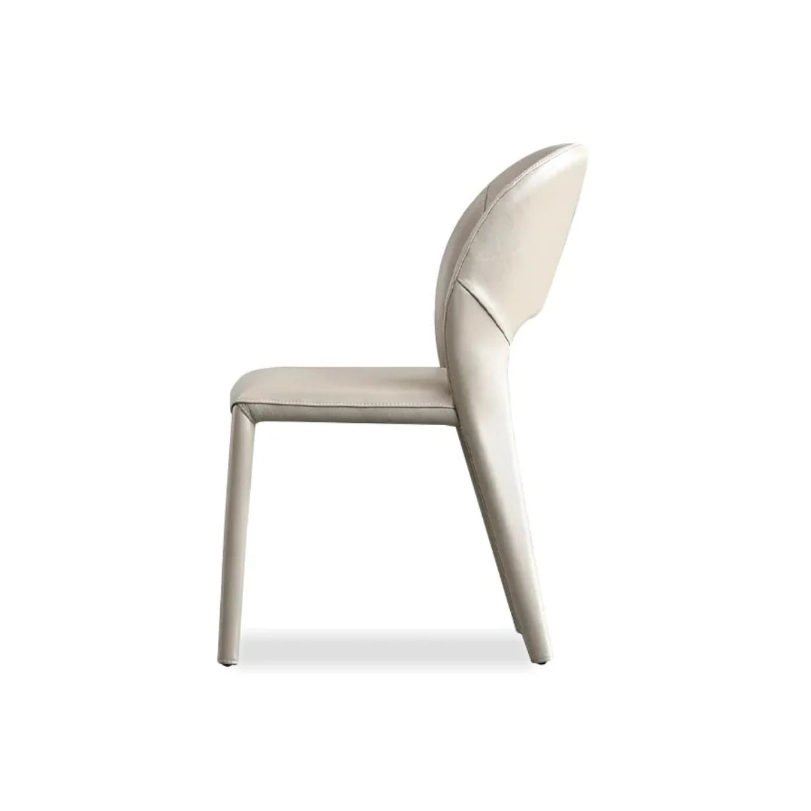 Bosco Dining Chair in Studio Taupe Pebbled Leather, side angle
