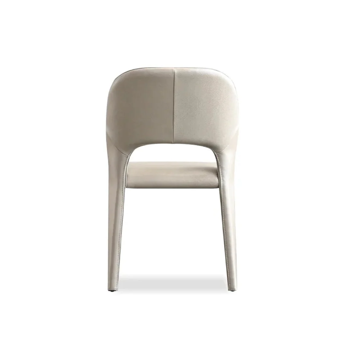 Bosco Dining Chair in Studio Taupe Pebbled Leather, front angle