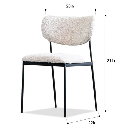 Clique Dining Chair in Biscuit Beige, dimension diagram showing 20in width, 31in height, 22in depth