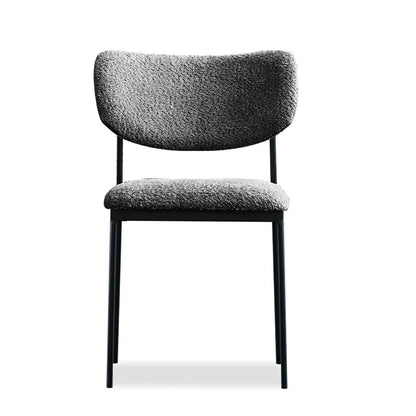 Clique Dining Chair in Chalkboard Grey, front view with curved bouclé backrest