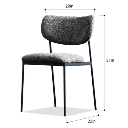 Clique Dining Chair in Chalkboard Grey, dimension diagram showing 20in width, 31in height, 22in depth