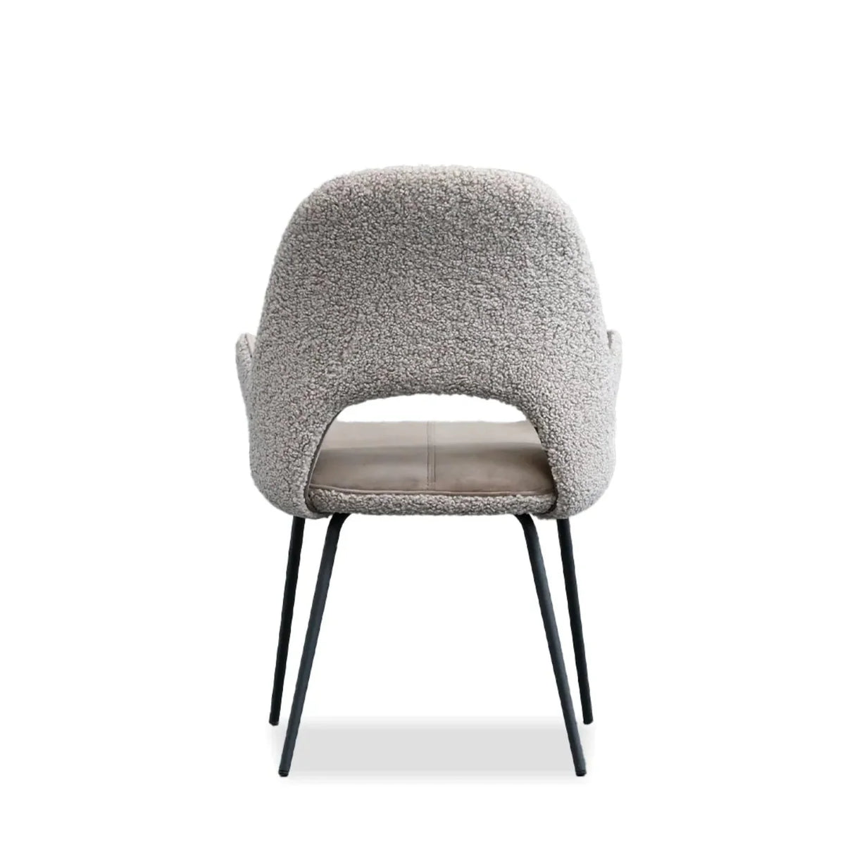 Dolce Dining Chair in Cool Taupe, back view showing full teddy back