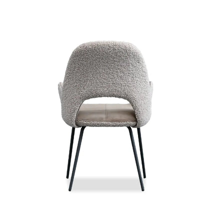 Dolce Dining Chair in Cool Taupe, back view showing full teddy back