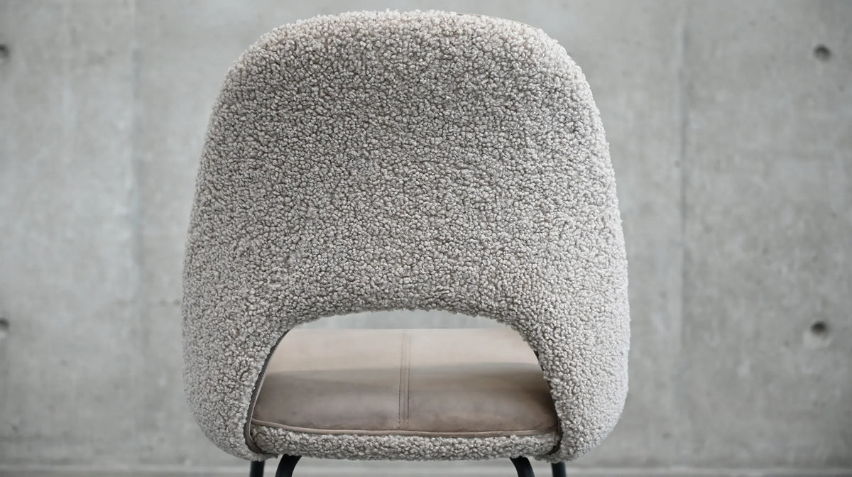 Dolce Dining Chair in Cool Taupe, close-up of teddy back texture