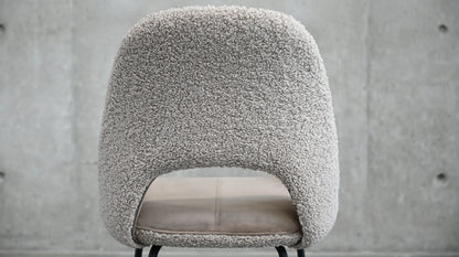Dolce Dining Chair in Cool Taupe, close-up of teddy back texture