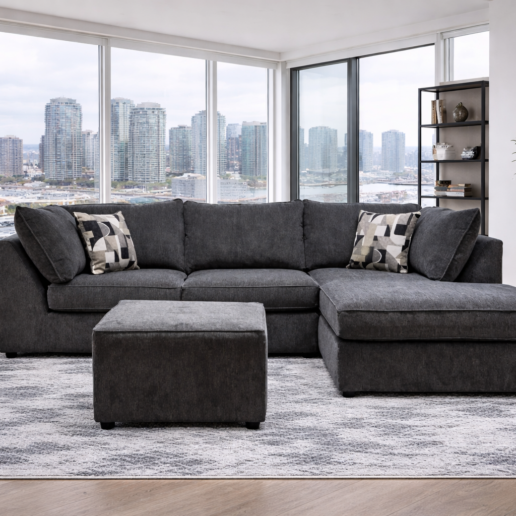 3212 Collection Canadian Made Modular Sectional In Dark Grey