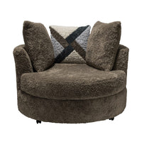 6255 Swivel Chair in Brown — round swivel chair in brown chenille