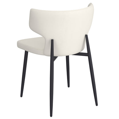 Olis Dining Chair, set of 2, in Beige Faux Leather and Black