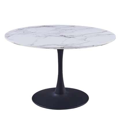 Zilo/Zeke 7pc Dining Set in Faux Marble and Black with Charcoal Chair