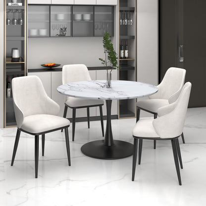 Kash Dining Chair, set of 2, in Beige Fabric and Black