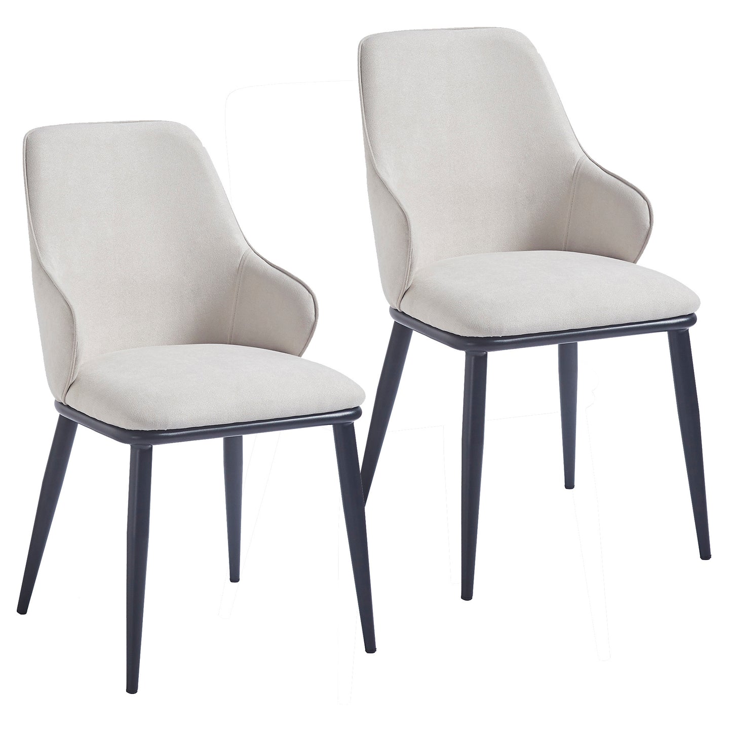 Kash Dining Chair, set of 2, in Beige Fabric and Black
