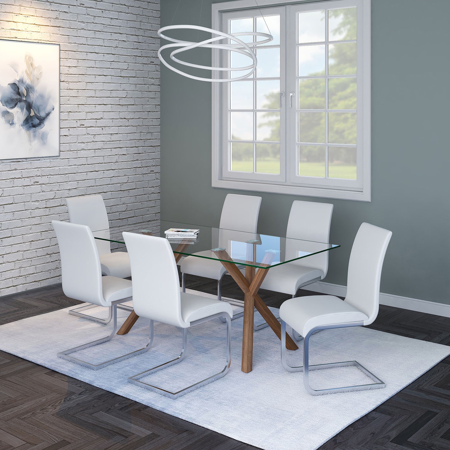 Maxim Dining Chair, set of 2, in White and Chrome