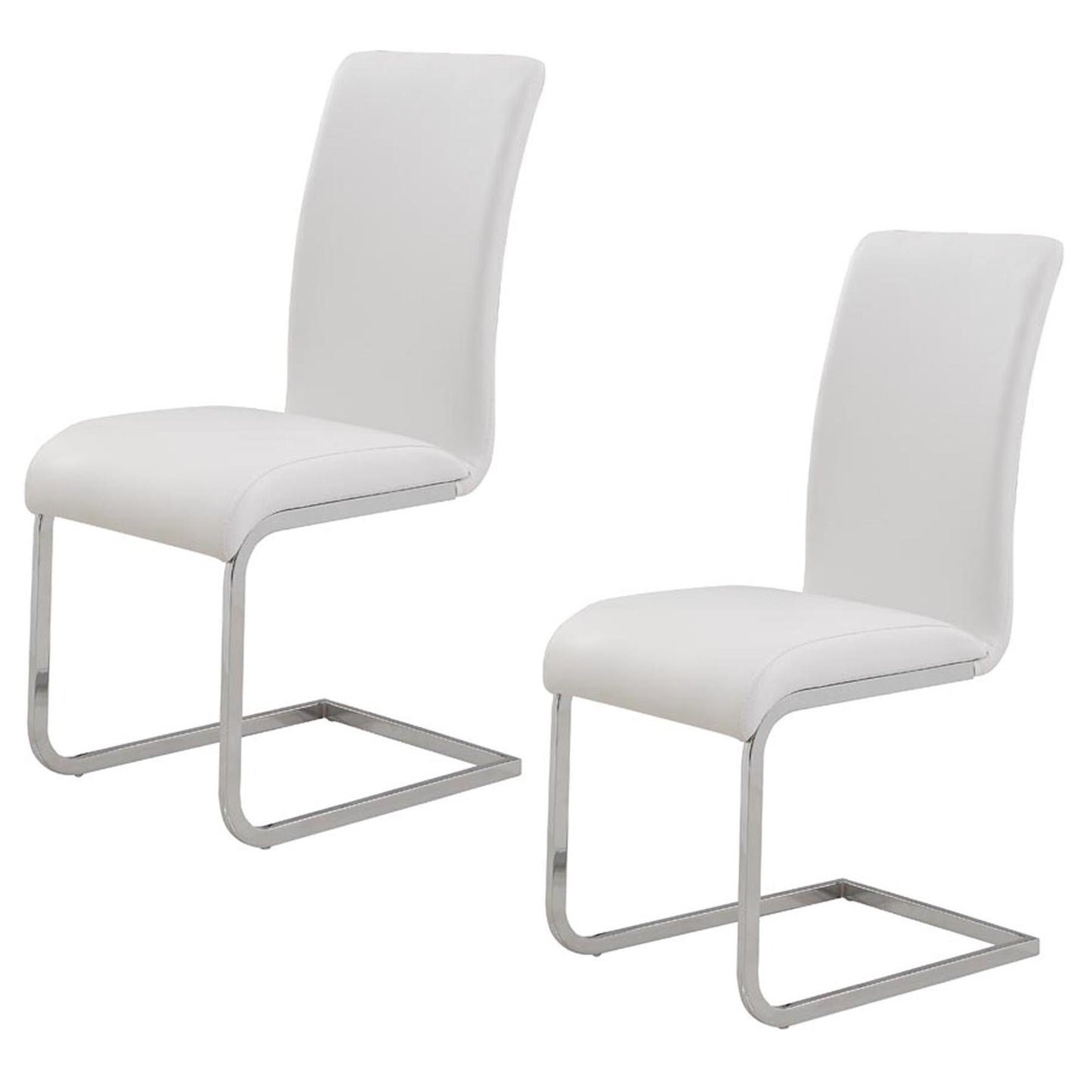 Maxim Dining Chair, set of 2, in White and Chrome