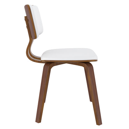Zuni Dining Chair in White Faux Leather and Walnut