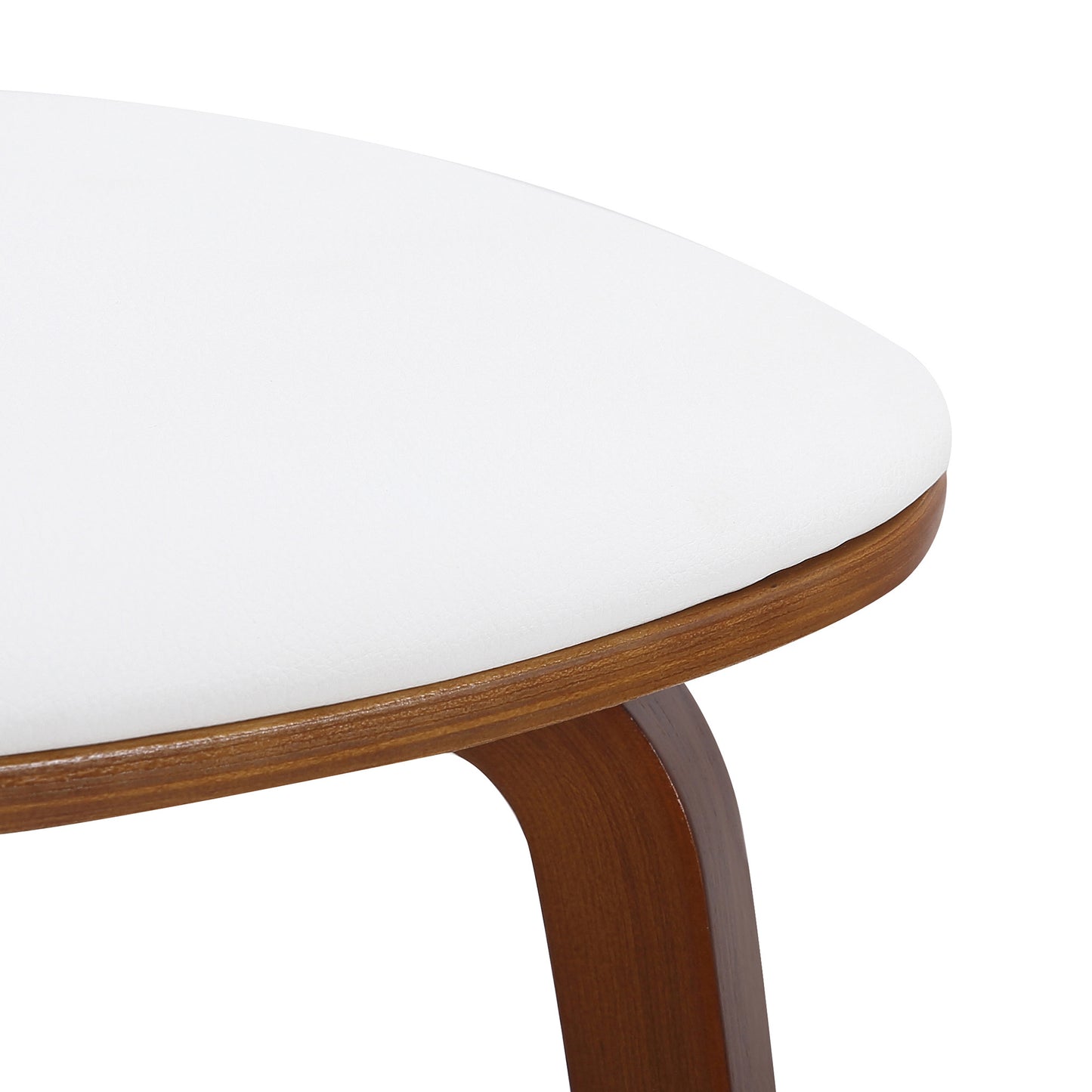 Zuni Dining Chair in White Faux Leather and Walnut