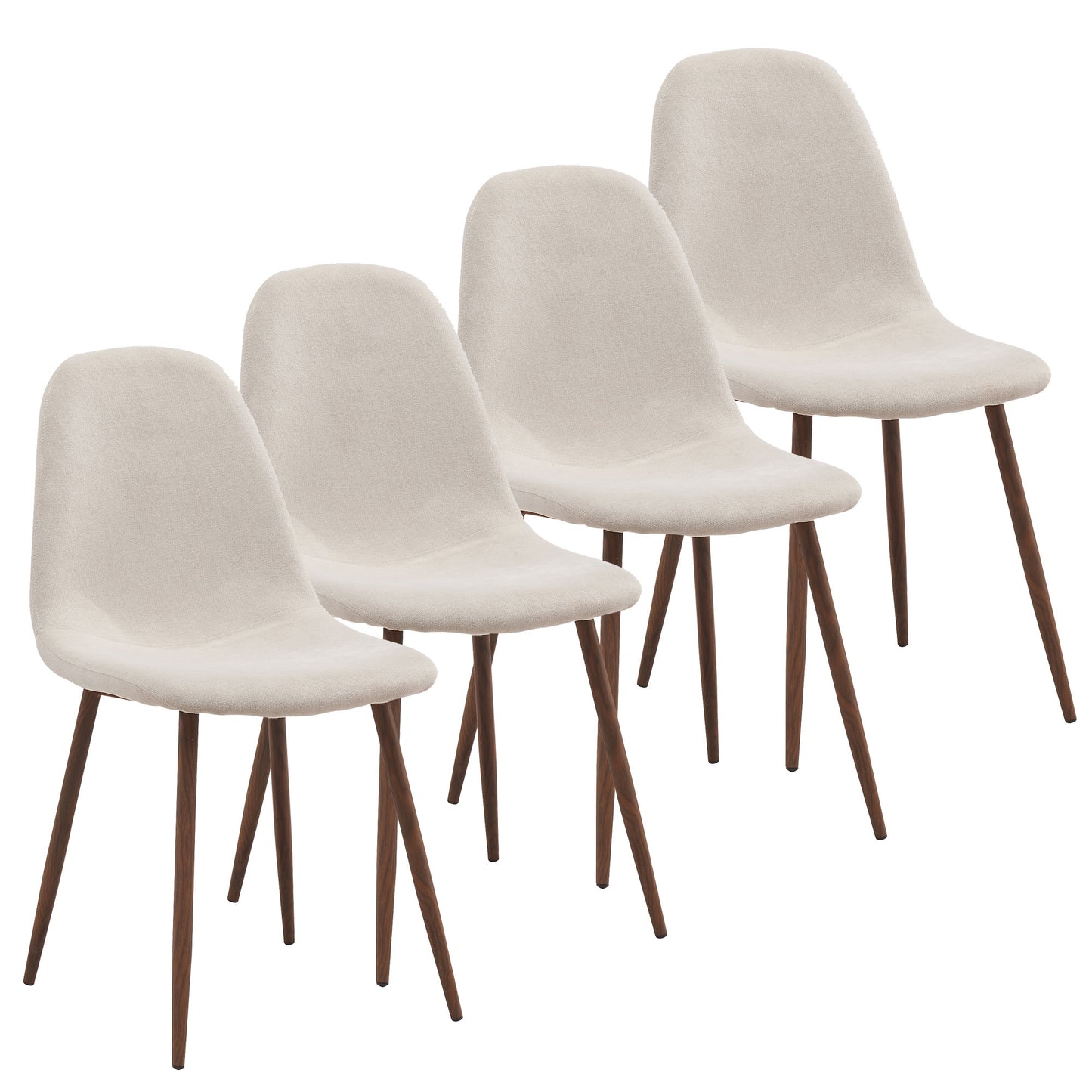Rocca/Lyna 5pc Dining Set in Walnut with Beige Chair