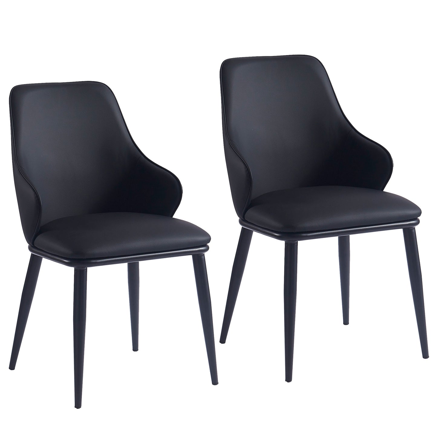 Kash Dining Chair, set of 2, in Black Faux Leather and Black