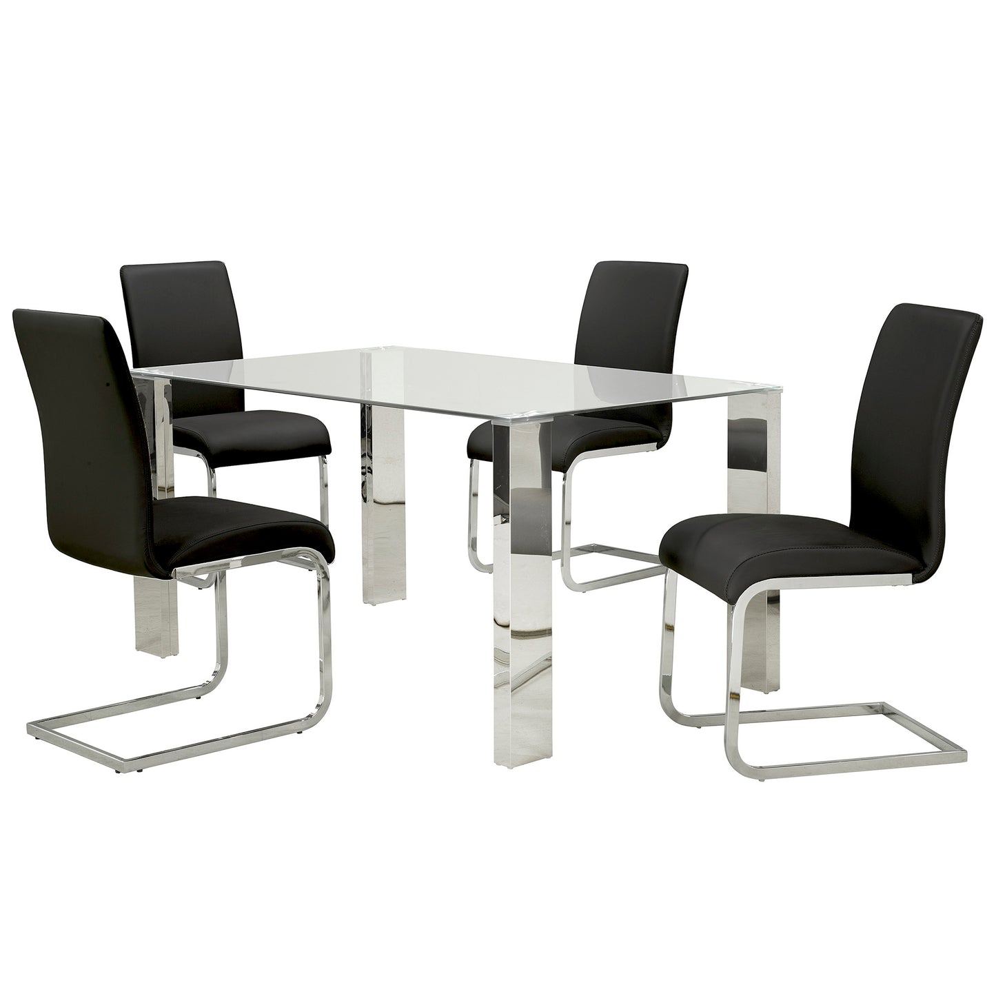Maxim Dining Chair, set of 2, in Black and Chrome