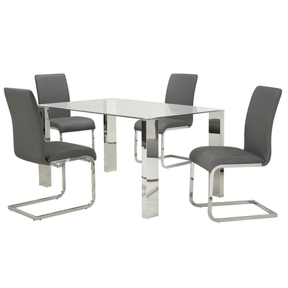Maxim Dining Chair, set of 2, in Grey and Chrome