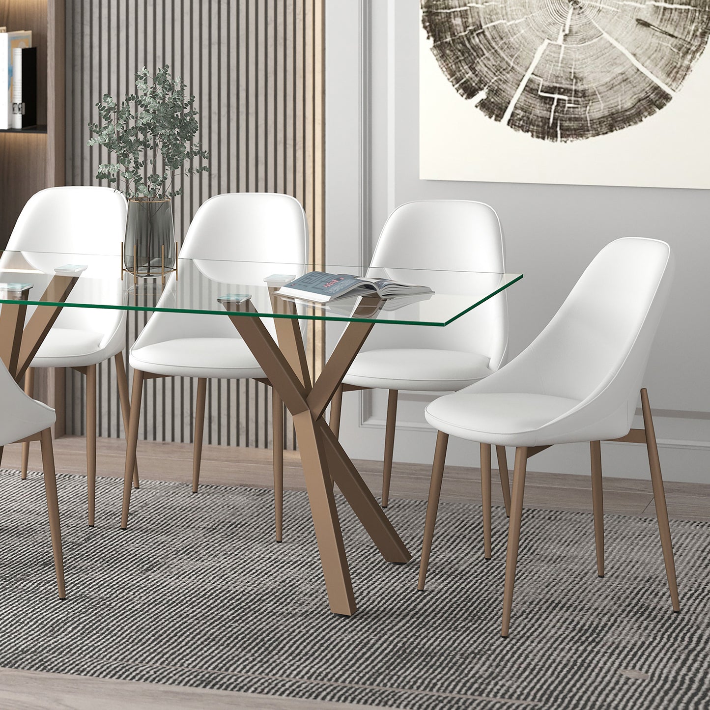 Cleo Dining Chair, set of 2, in White and Aged Gold