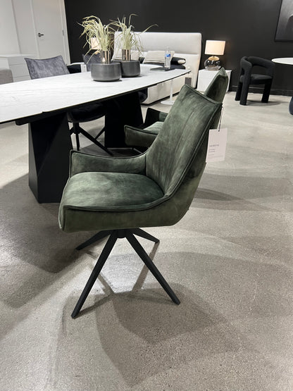 Giulia Swivel Dining Chair In Forest Green