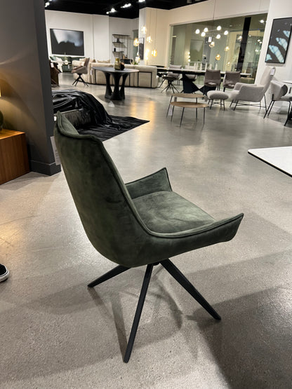 Giulia Swivel Dining Chair In Forest Green