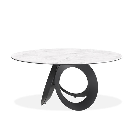 Optic dining table in white