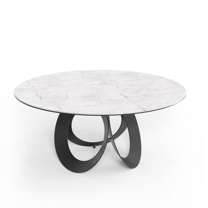 Optic dining table in white