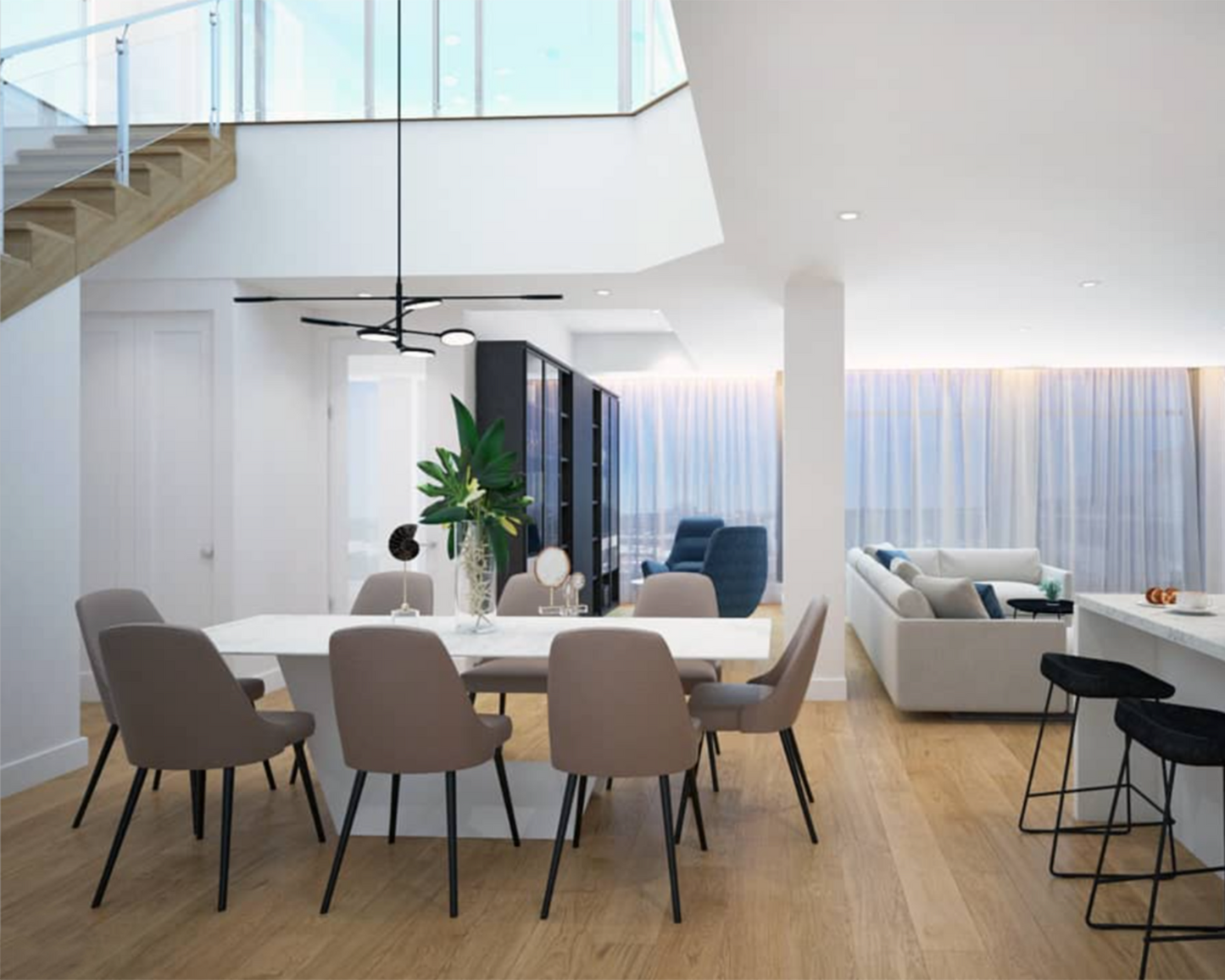 Origami double extension dining table