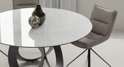 Optic dining table in white