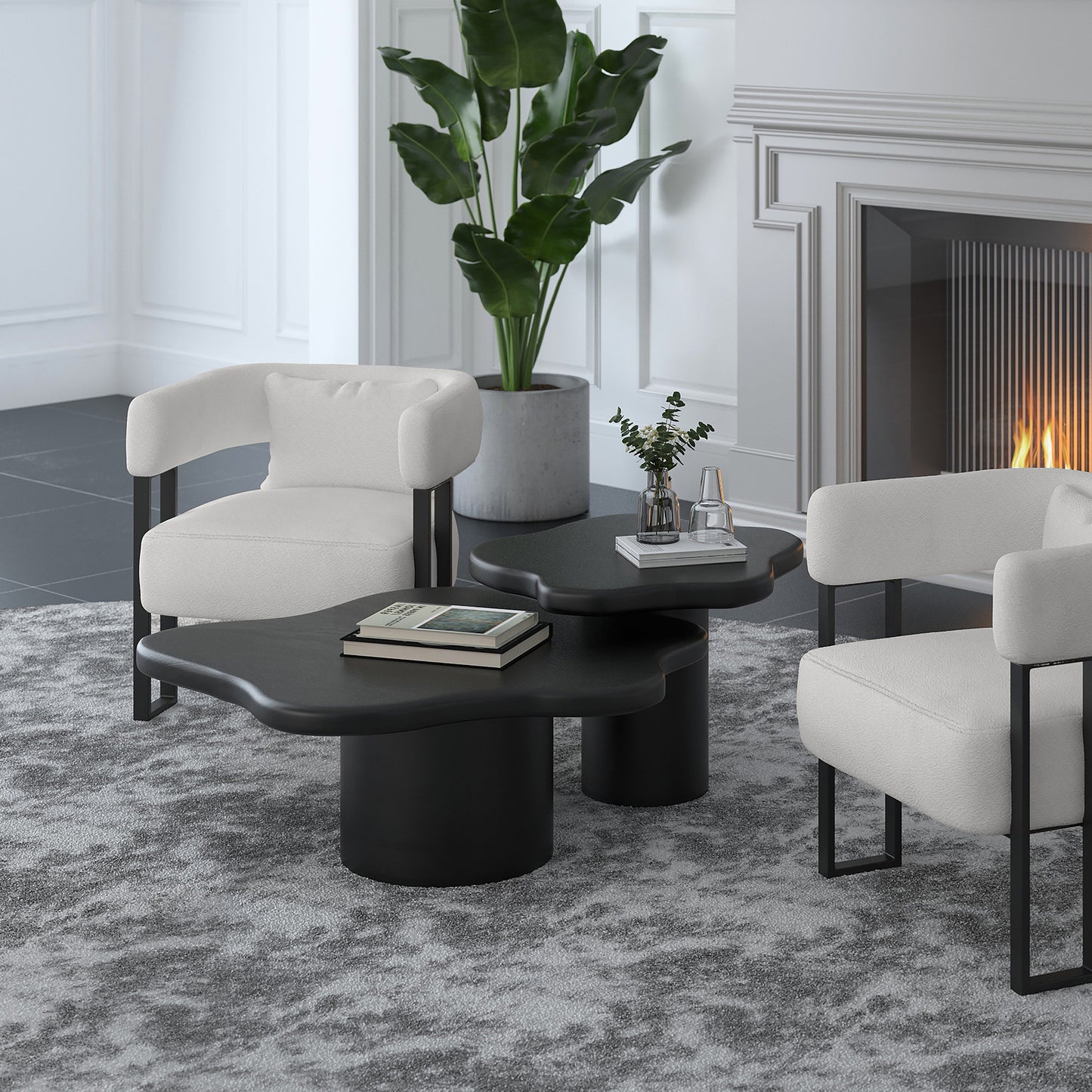 Mayal 2pc Coffee Table Set In Black