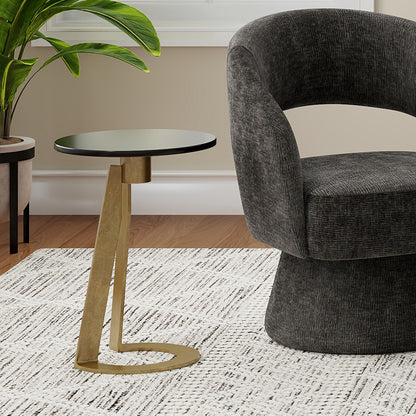Devas Accent Table In Black Marble And Brass