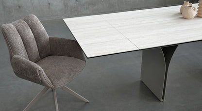 Espara Dining Chair In Avena Oat Alcantara/ Alpaca Chenille