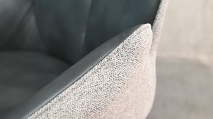 Gian swivel armchair chair in midnight grey leatherette / grey