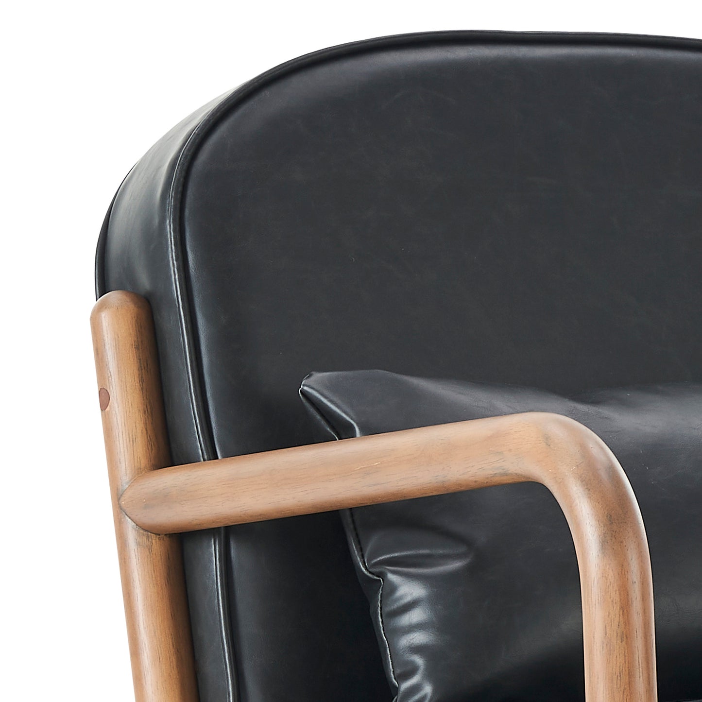 Fani Accent Chair, Faux Leather In Black And Walnut