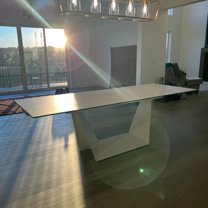Origami double extension dining table