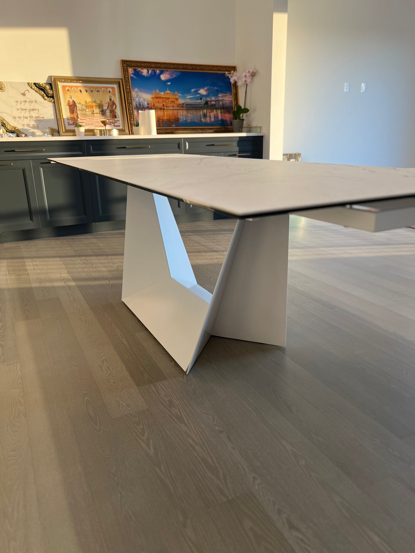 Origami double extension dining table