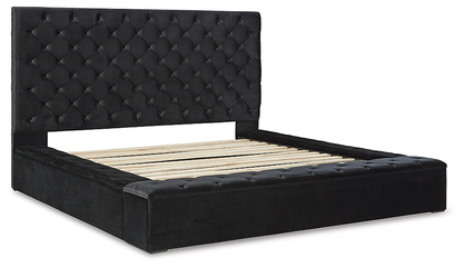 Bliss Black Velvet Upholstered Storage Bed