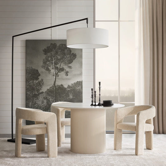 Tovas Round Dining Table In Ivory