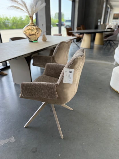 Espara Dining Chair In Avena Oat Alcantara/ Alpaca Chenille