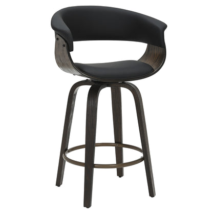Holt 26" counter stool with swivel, set of 2 in black and walnut