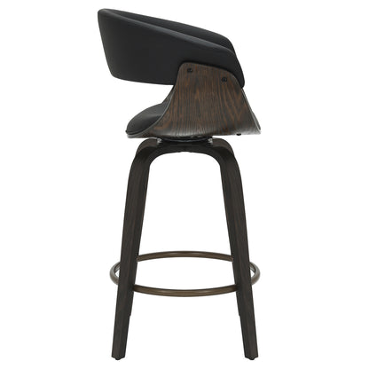 Holt 26" counter stool with swivel, set of 2 in black and walnut