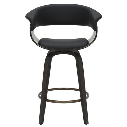Holt 26" counter stool with swivel, set of 2 in black and walnut
