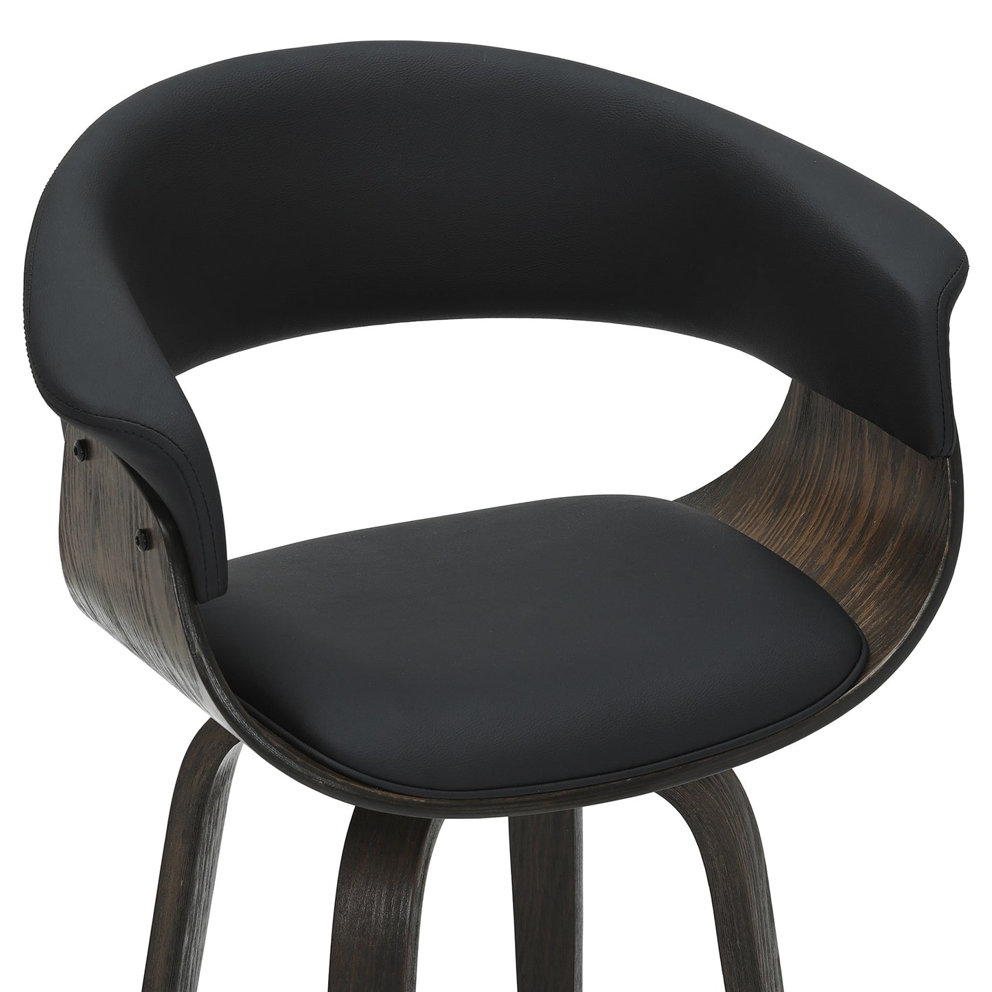 Holt 26" counter stool with swivel, set of 2 in black and walnut