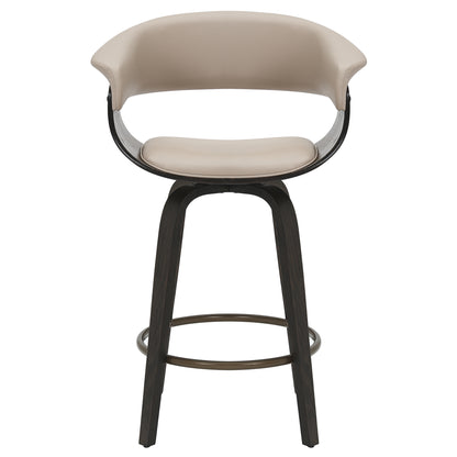 Holt 26" counter stool with swivel, set of 2 in mushroom and walnut