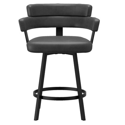 Oberon 26" counter stool with swivel, set of 2 in charcoal and black