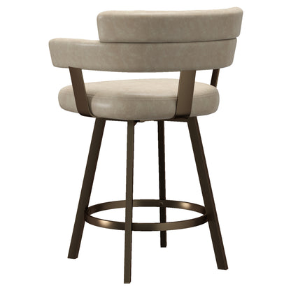 Oberon 26" counter stool with swivel, set of 2 in vintage ivory and aged gold
