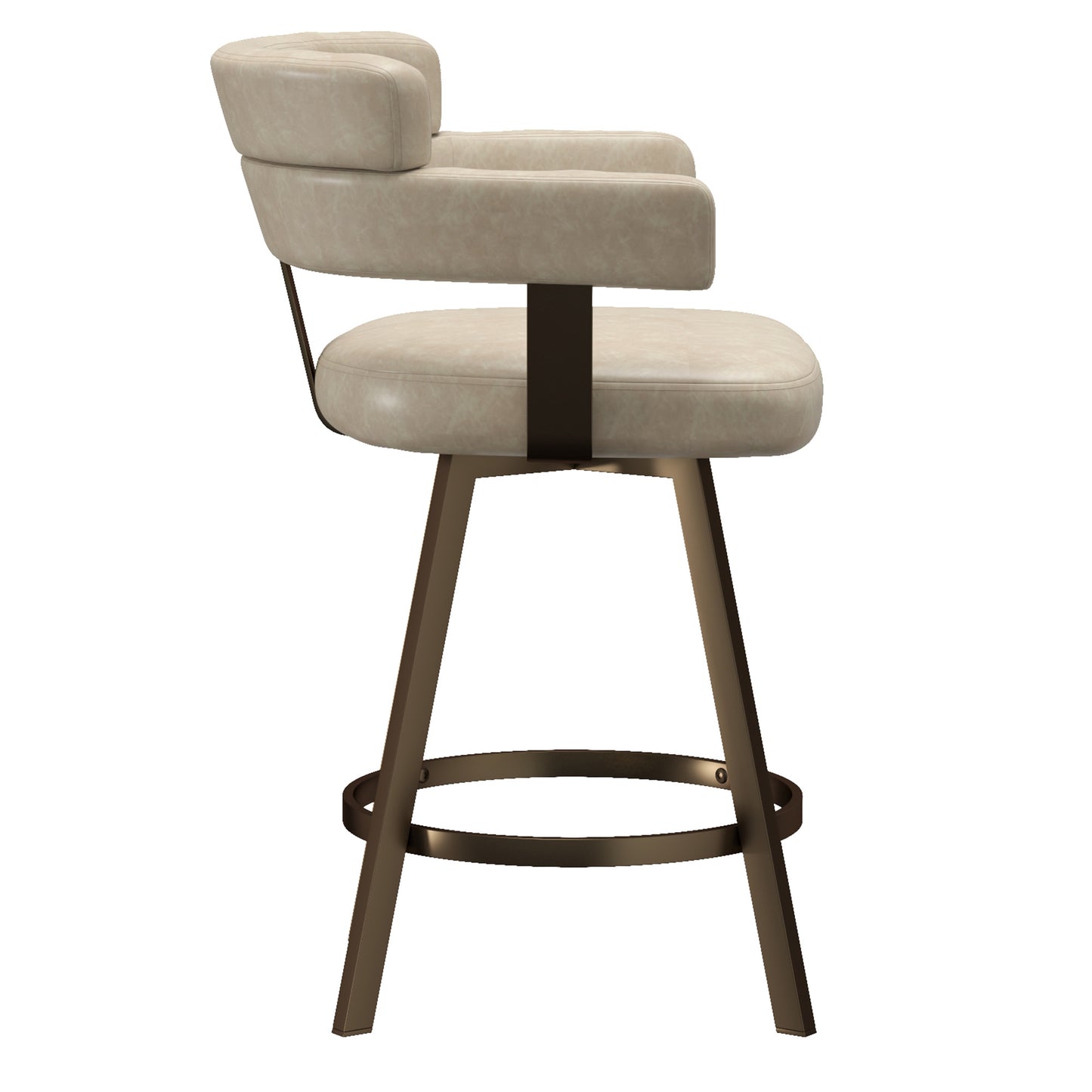Oberon 26" counter stool with swivel, set of 2 in vintage ivory and aged gold
